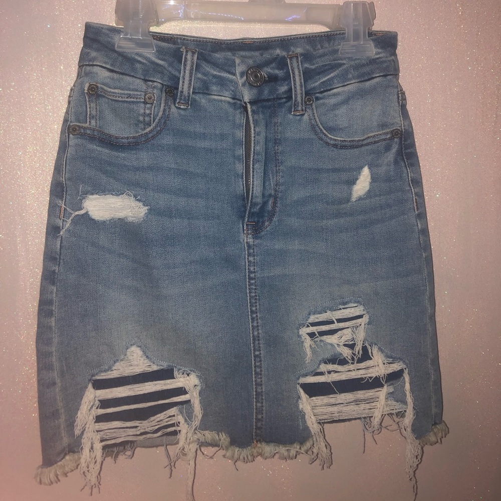 American Eagle Ripped Jean Skirt